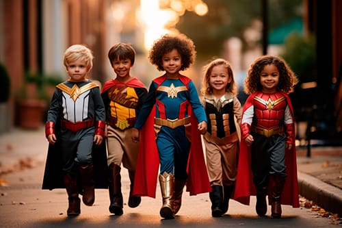 Des enfants s'amusent bien lors d'un événement sur le thème des super héros.